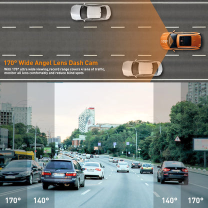 Dash Cam Front and Rear, 1080P Full HD Dash Camera, Dashcam with Night Vision, Car Camera with 3-Inch LCD Display, Parking Mode, G-Sensor, Loop Recording, WDR