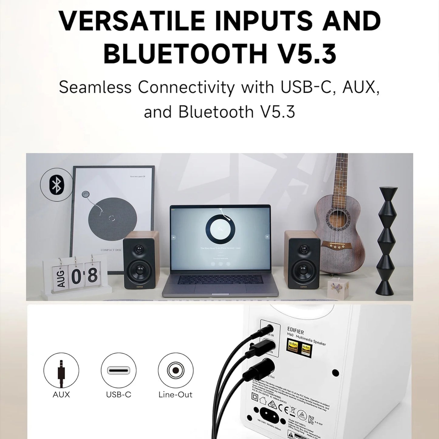 66W RMS Hi-Res Audio Bookshelf Speakers with Wireless Capability - Oak Finish