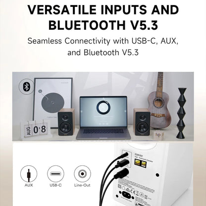 66W RMS Hi-Res Audio Bookshelf Speakers with Wireless Capability - Oak Finish