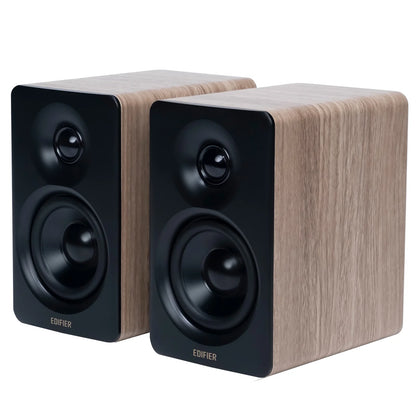 66W RMS Hi-Res Audio Bookshelf Speakers with Wireless Capability - Oak Finish